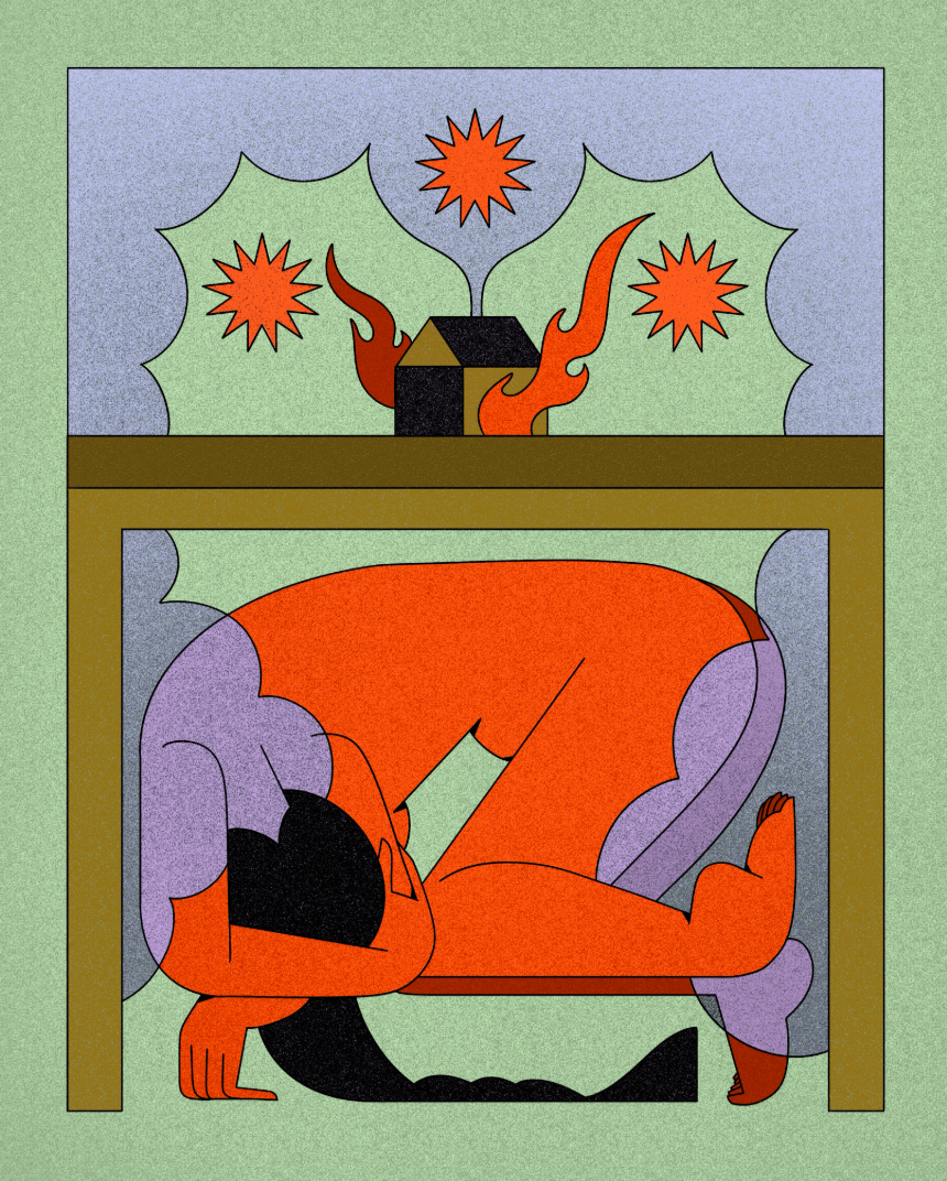 Poster Con la cabeza entre las manos